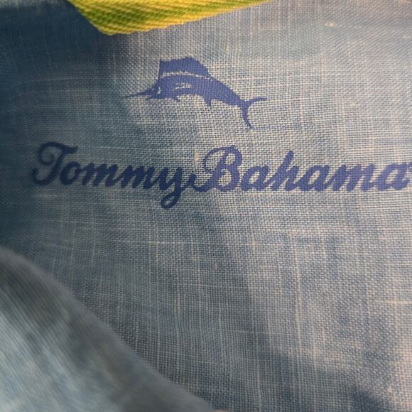 Tommy Bahama 100% Linen Turquoise Business Casual Wear Men's Dress Shirt XL - Picture 3 of 5